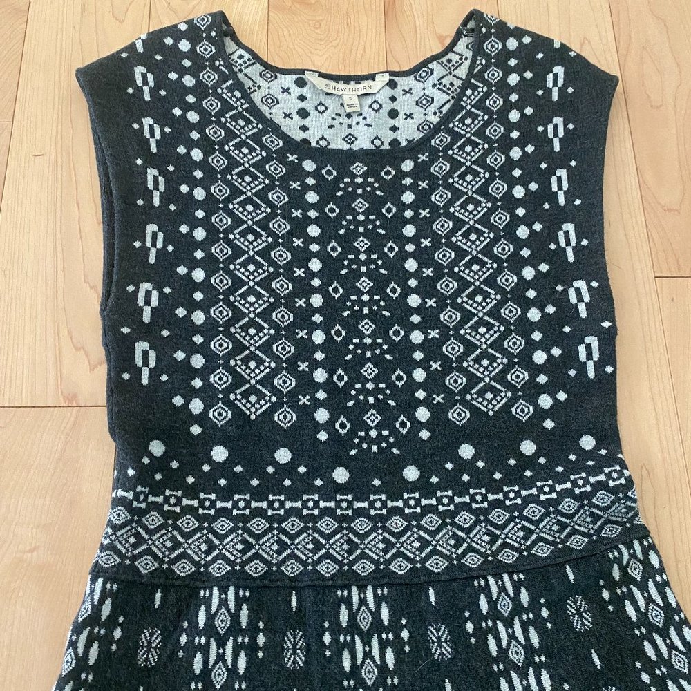 Black and White Patterned Midi Dress